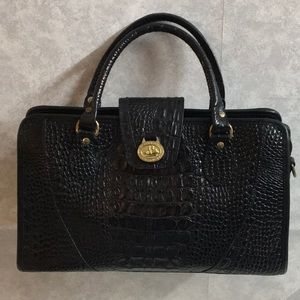 Brahmin black croc leather embossed purse bag